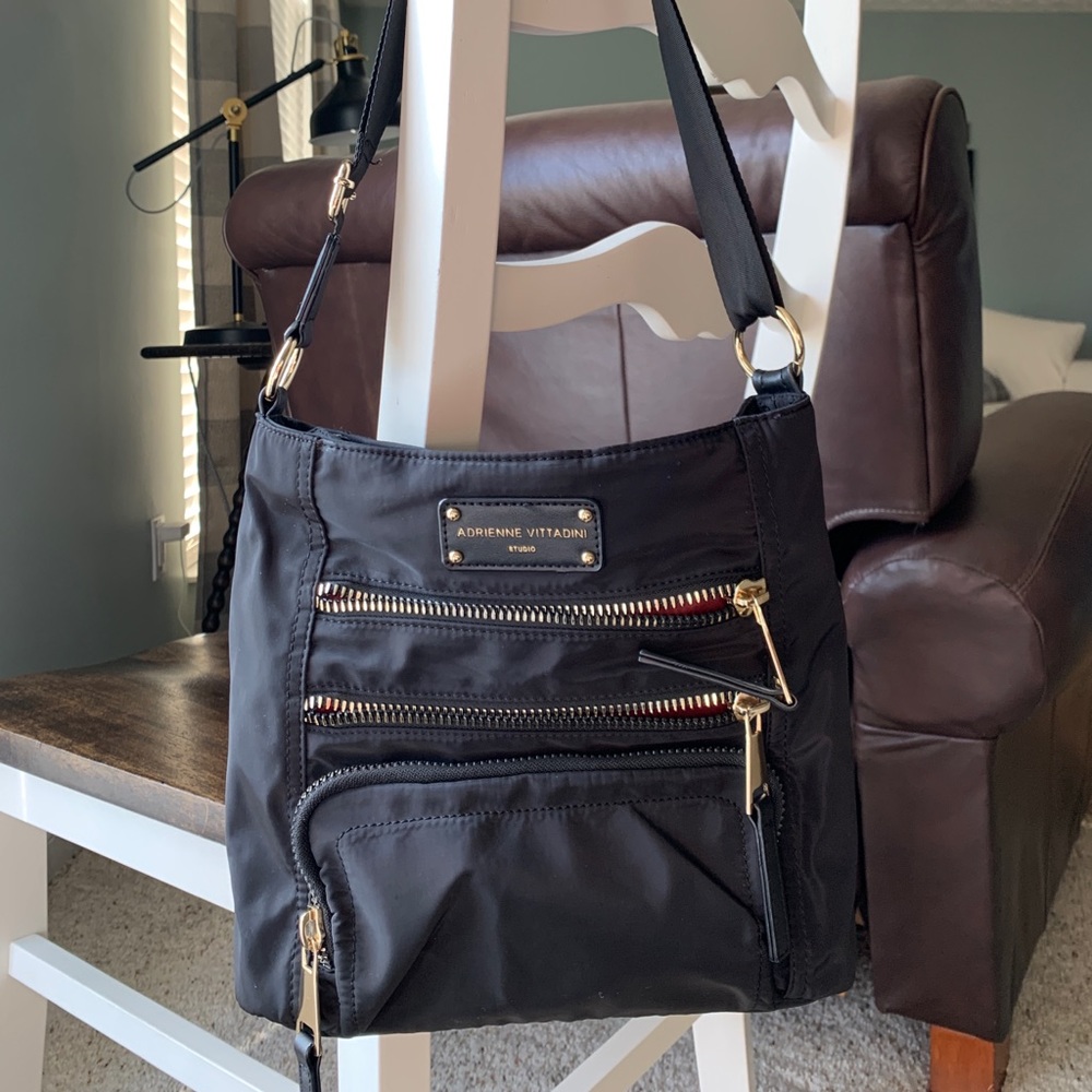 Black nylon crossbody